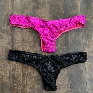 Plus Size 3XL bundle lot of 2 shiny panties pink & black